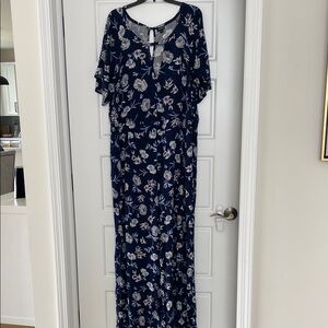 Floral Navy Blue Maxi jumpsuit